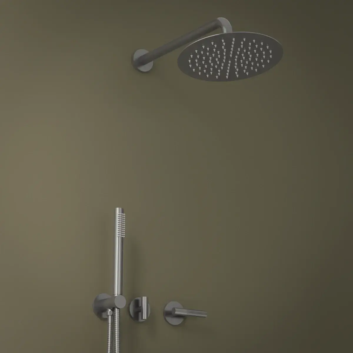 Set de douche encastré complet, gun métal, Honfleur