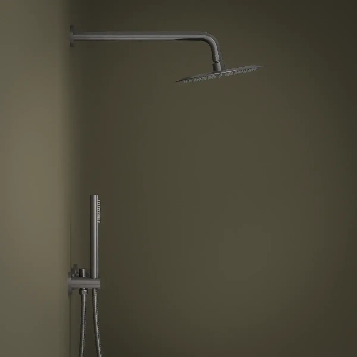 Set de douche encastré complet, gun métal, Honfleur