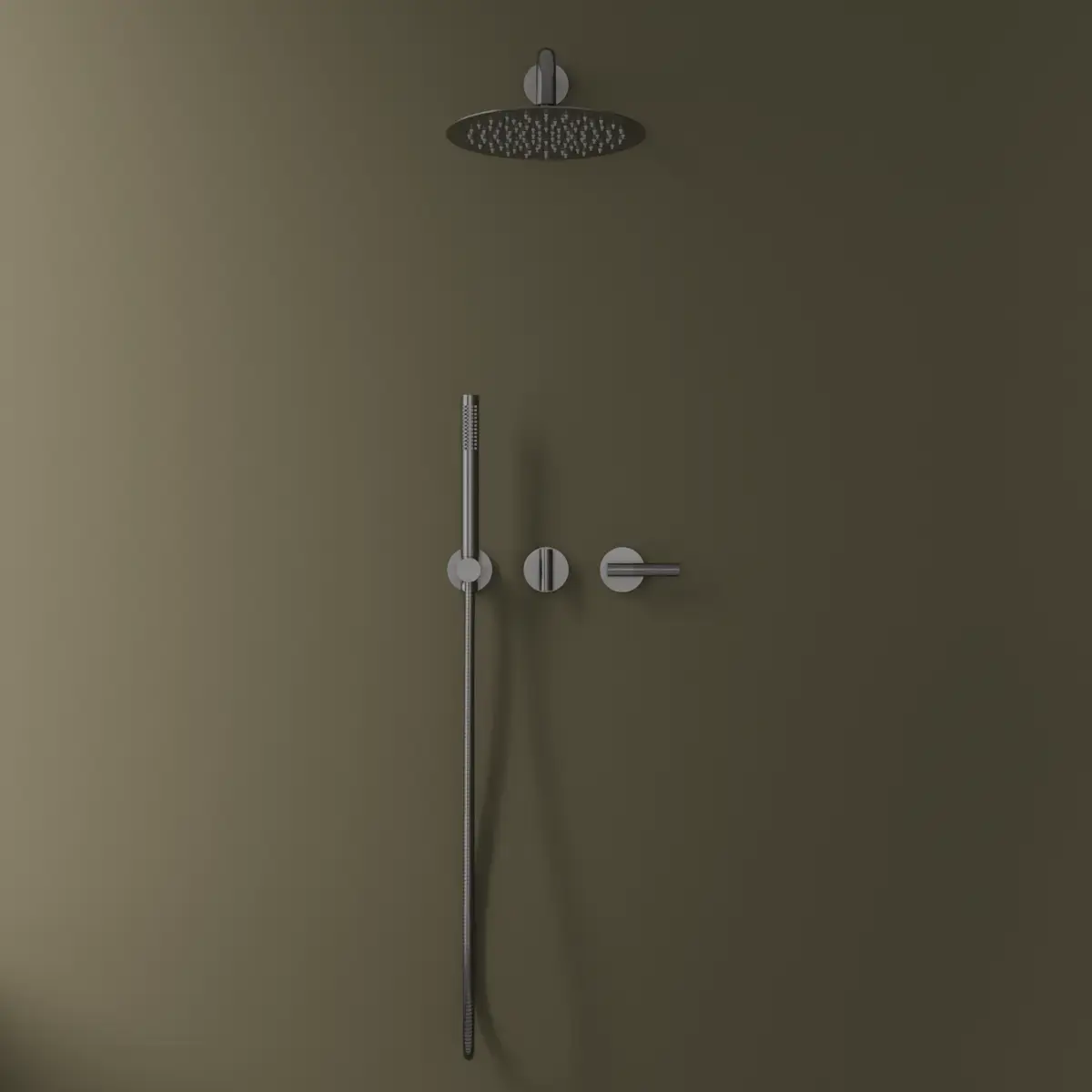 Set de douche encastré complet, gun métal, Honfleur