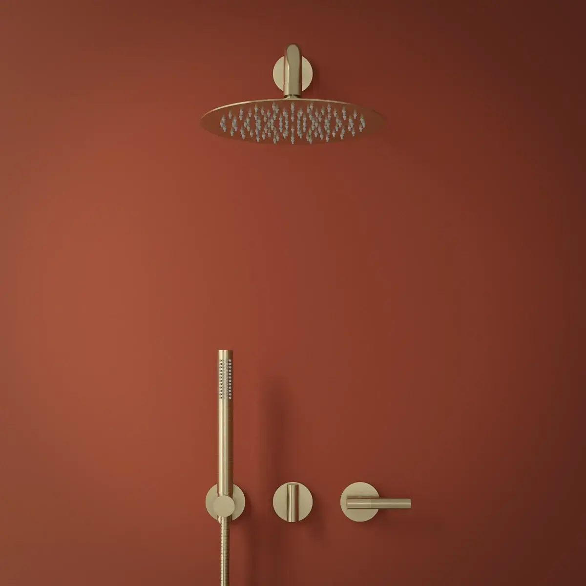 Set de douche encastré complet, Doré brossé, Honfleur 1 