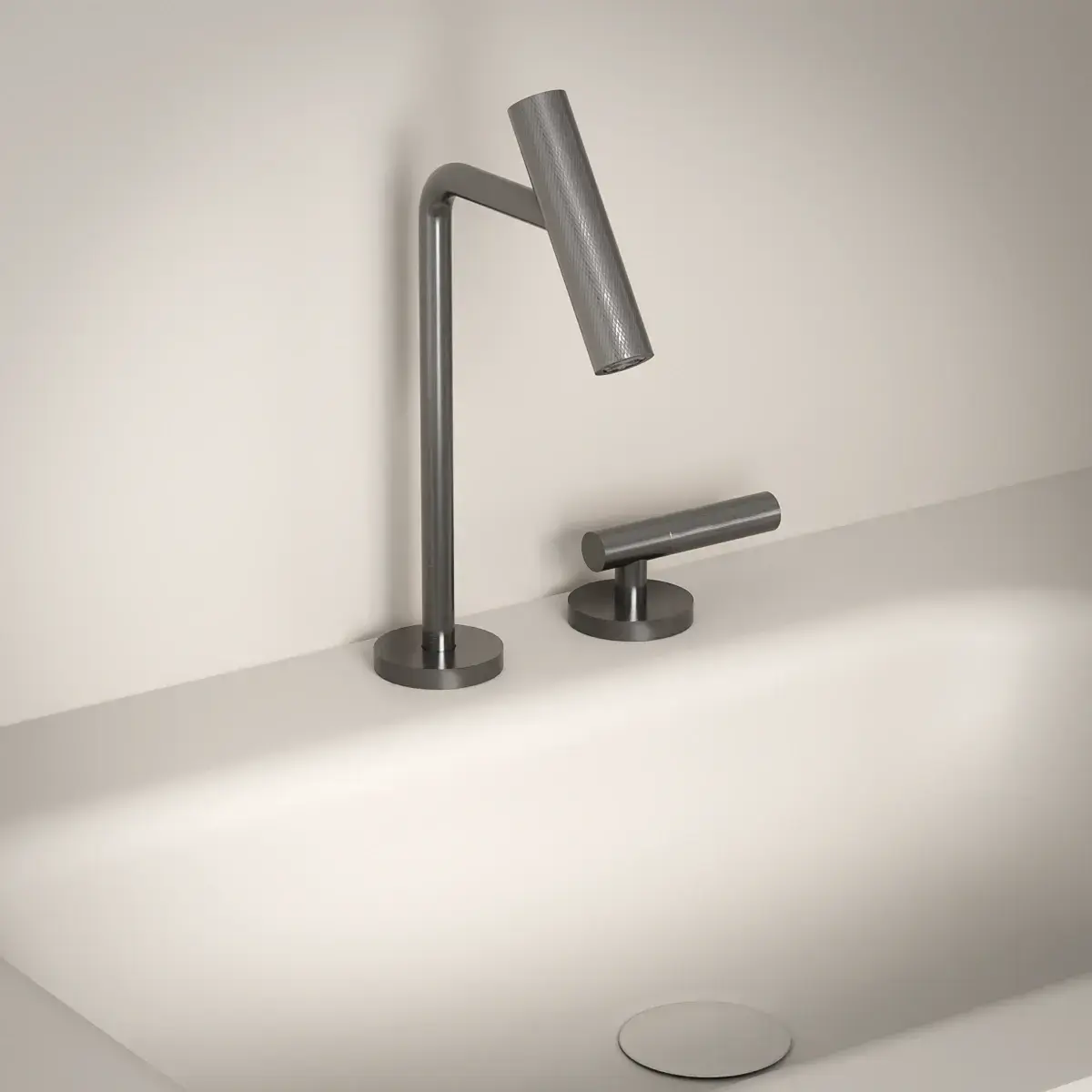 Mitigeur lavabo 2 trous, hauteur standard, gun métal, Honfleur 1  