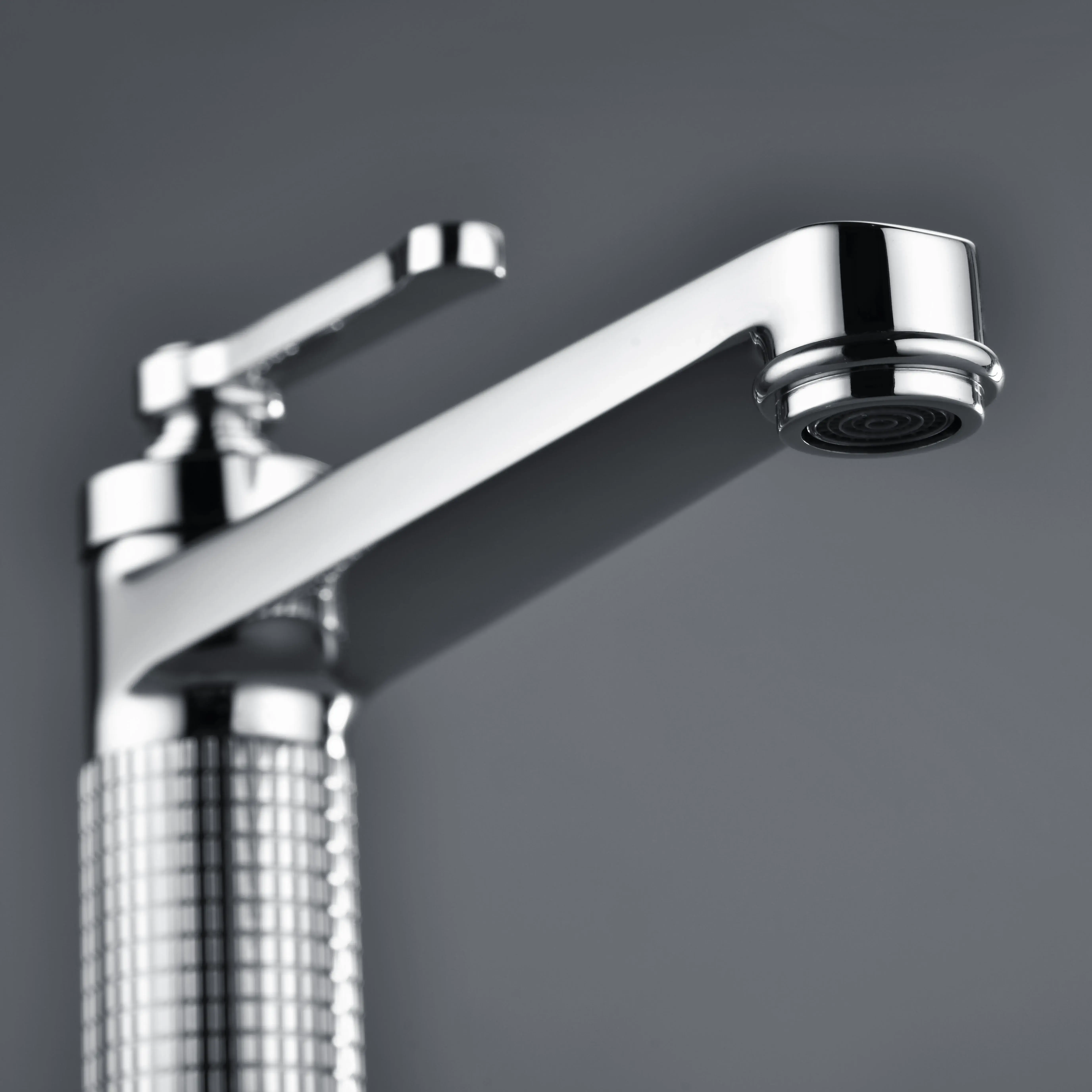 Mitigeur lavabo surélevé cannelé, Chrome, César 1 