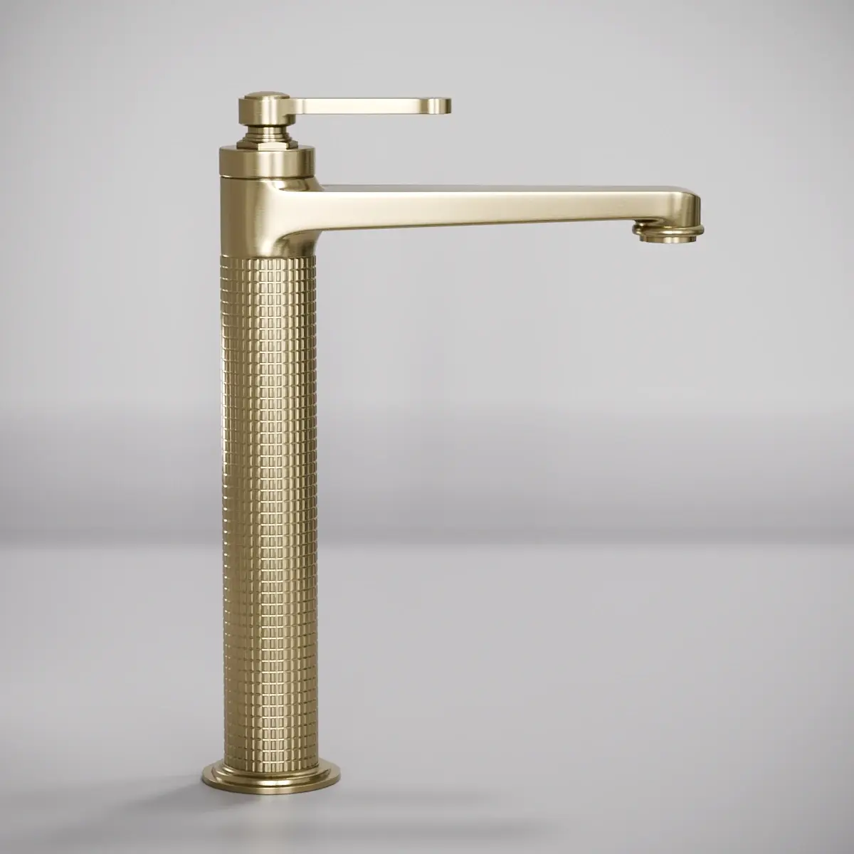 Mitigeur lavabo surélevé cannelé, doré brossé, César 1  