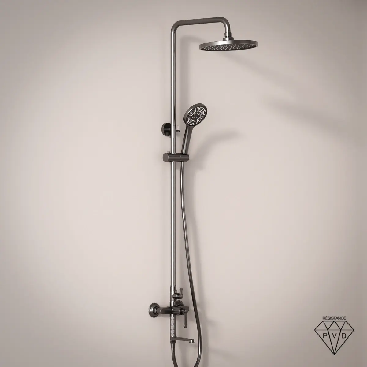 Colonne de douche et bain douche cannelée, gun métal, César 1  