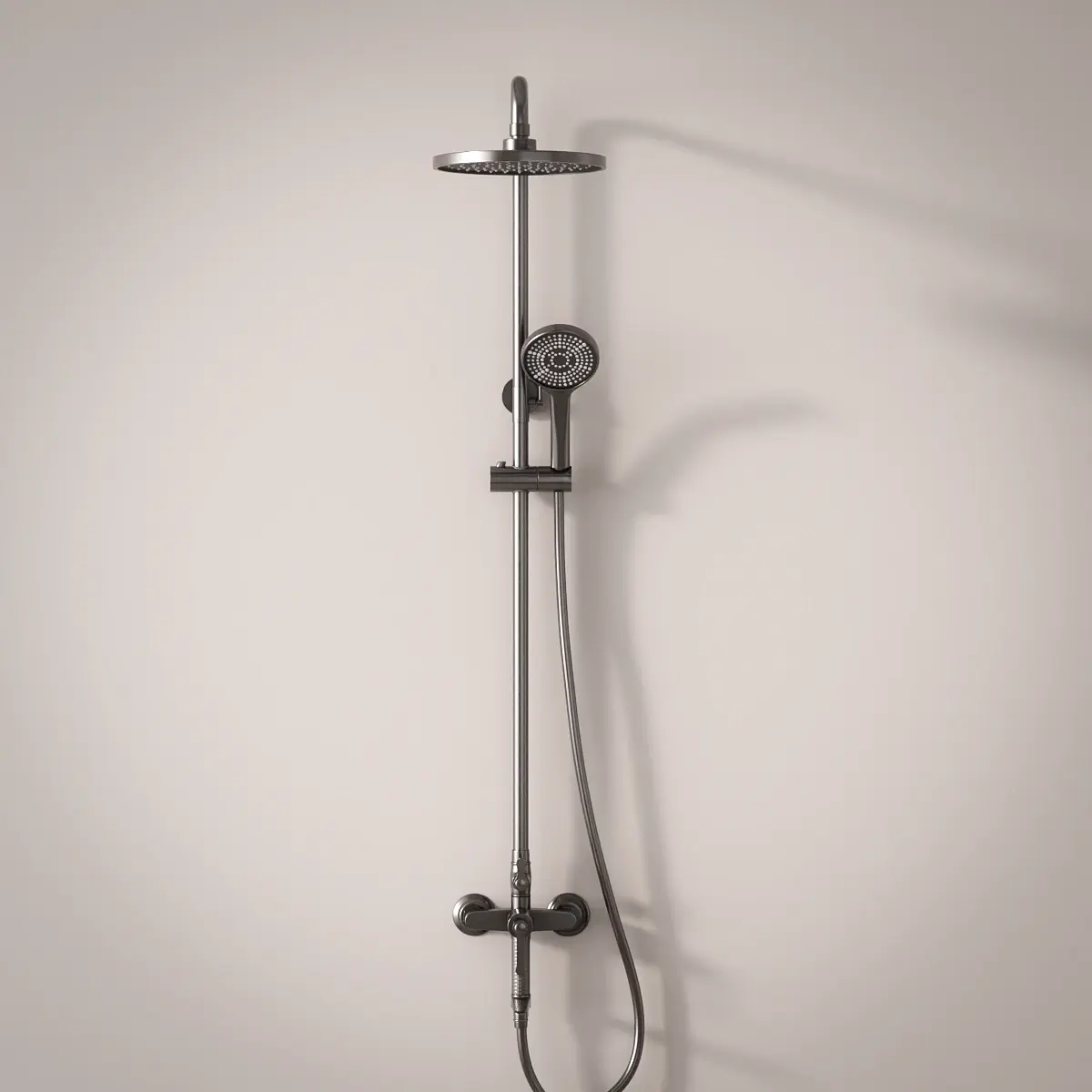 Colonne de douche et bain douche cannelée, gun métal, César 1  