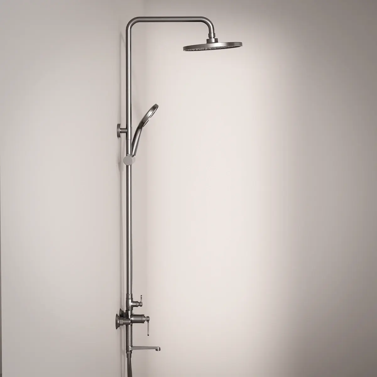 Colonne de douche et bain douche cannelée, gun métal, César 1  