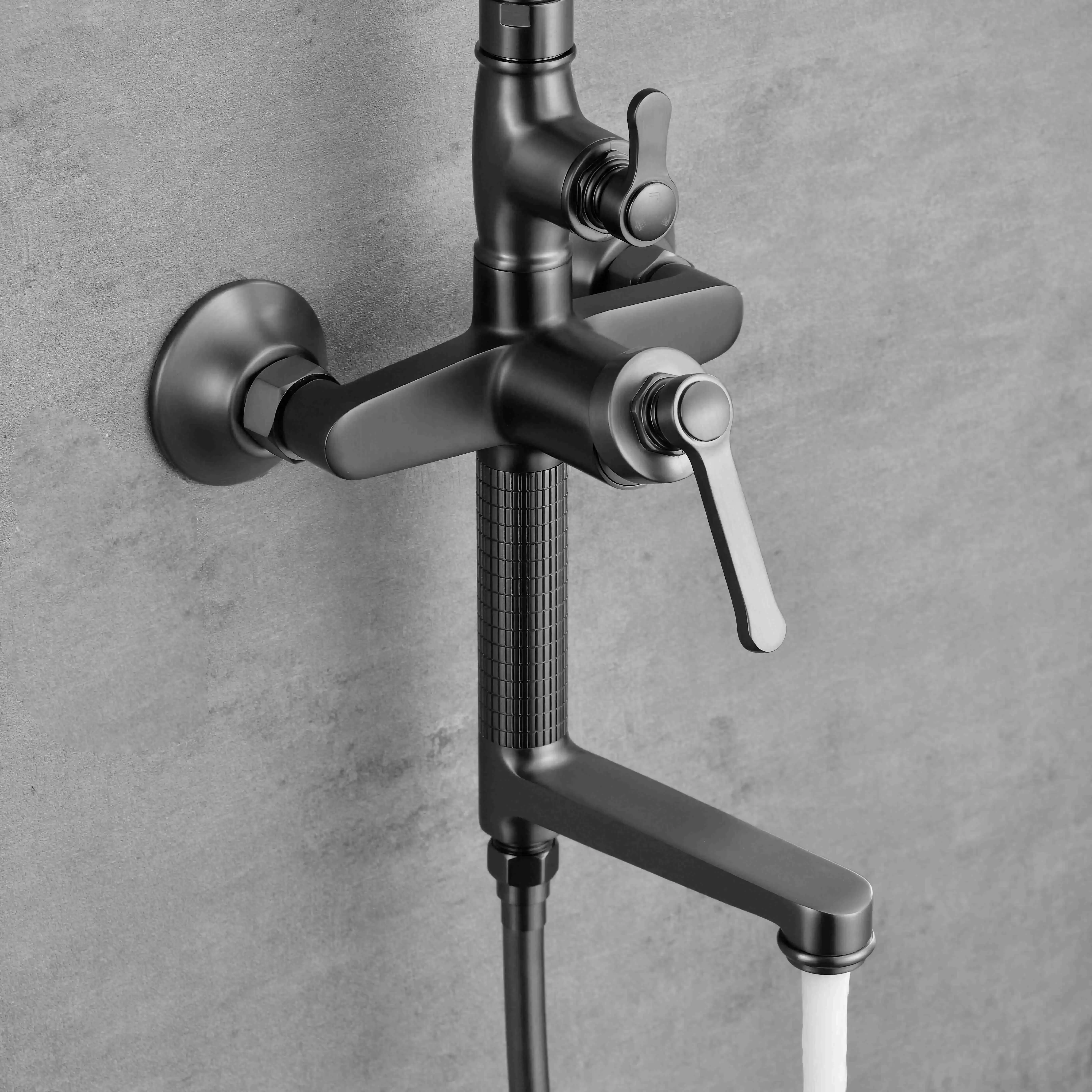 Colonne de douche et bain douche cannelée, gun métal, César 1  