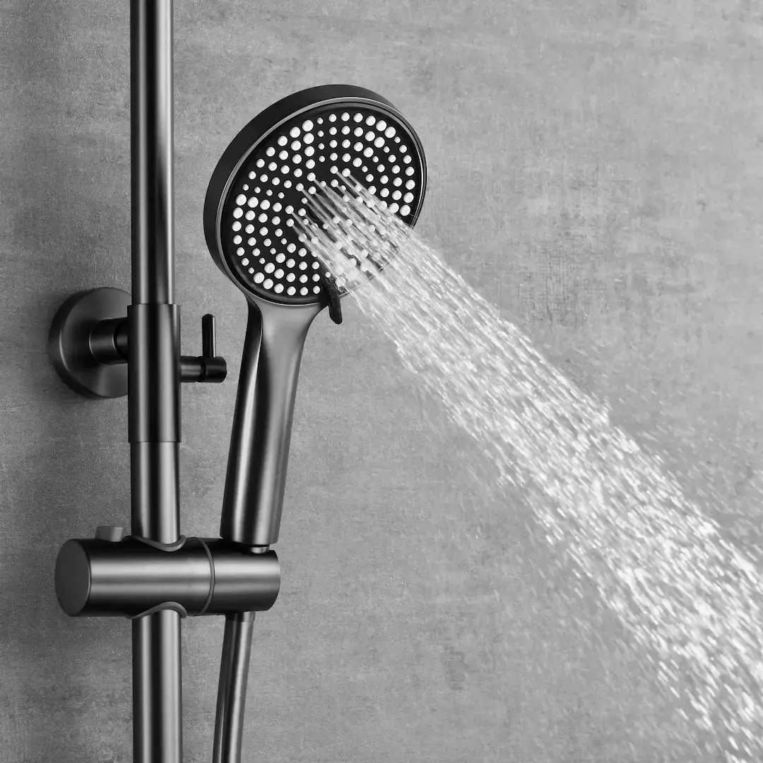 Colonne de douche et bain douche cannelée, gun métal, César 1  