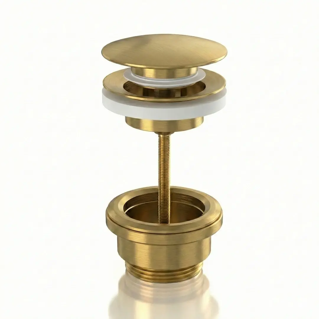 Bonde lavabo clic-clac ou fixe universelle en inox finition doré brossé 