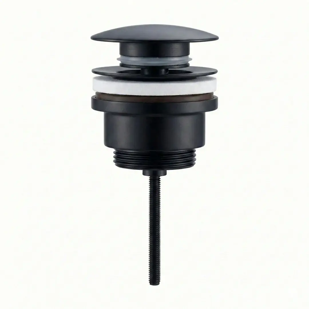 Bonde lavabo clic-clac ou fixe universelle en inox finition noir mat