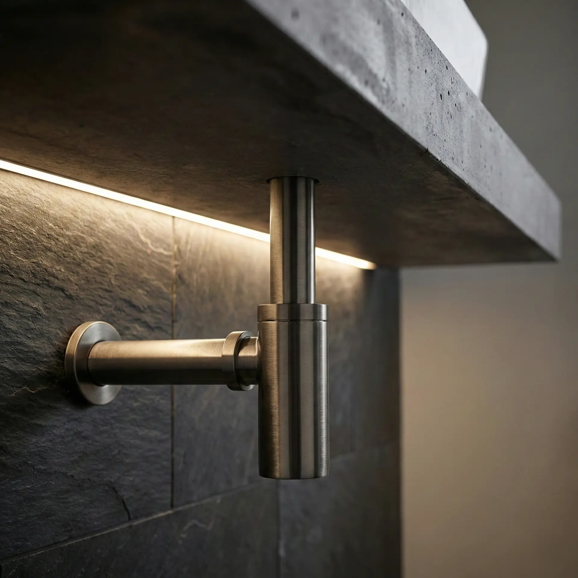 Siphon en inox, finition gun métal brossé 