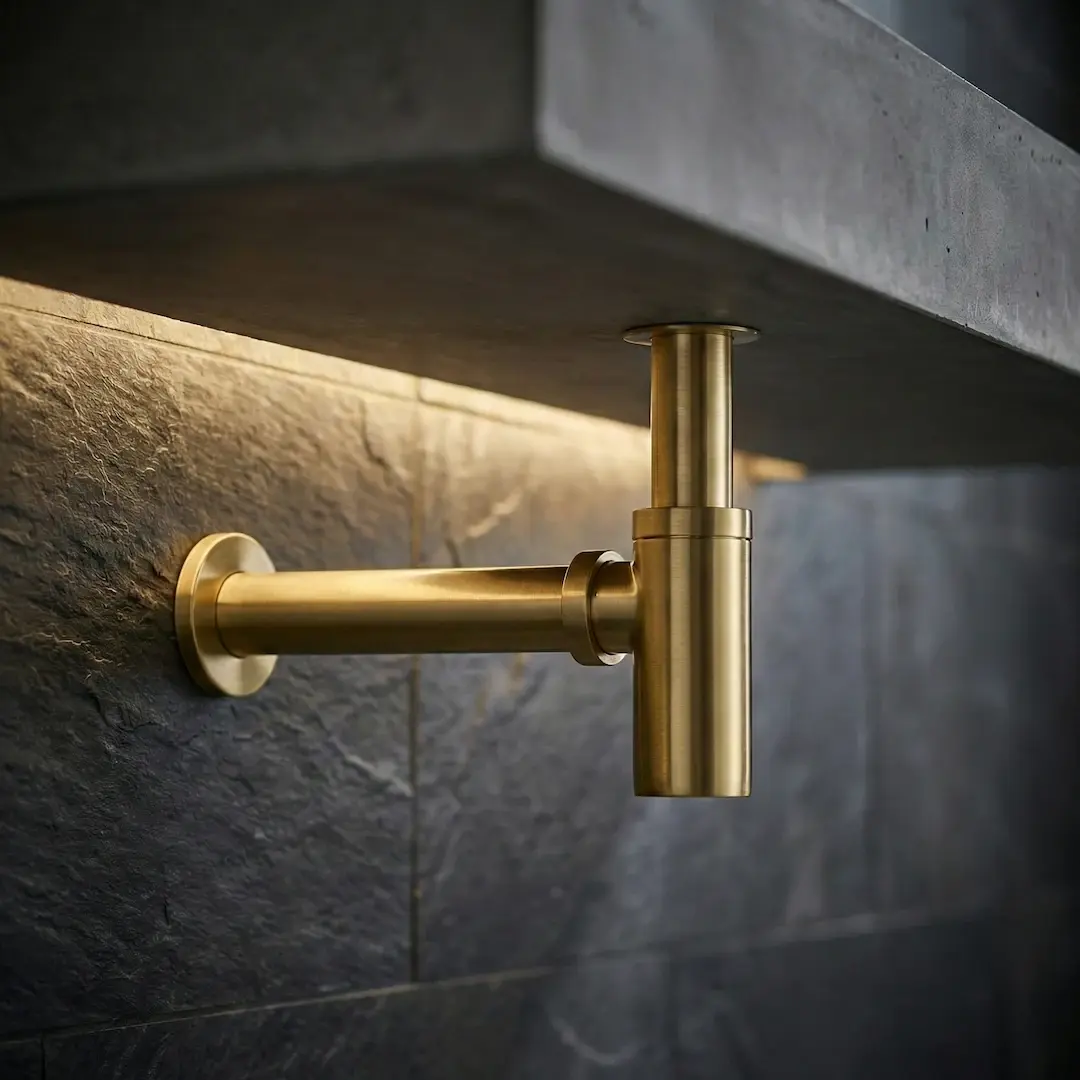 Siphon en inox, finition doré brossé  