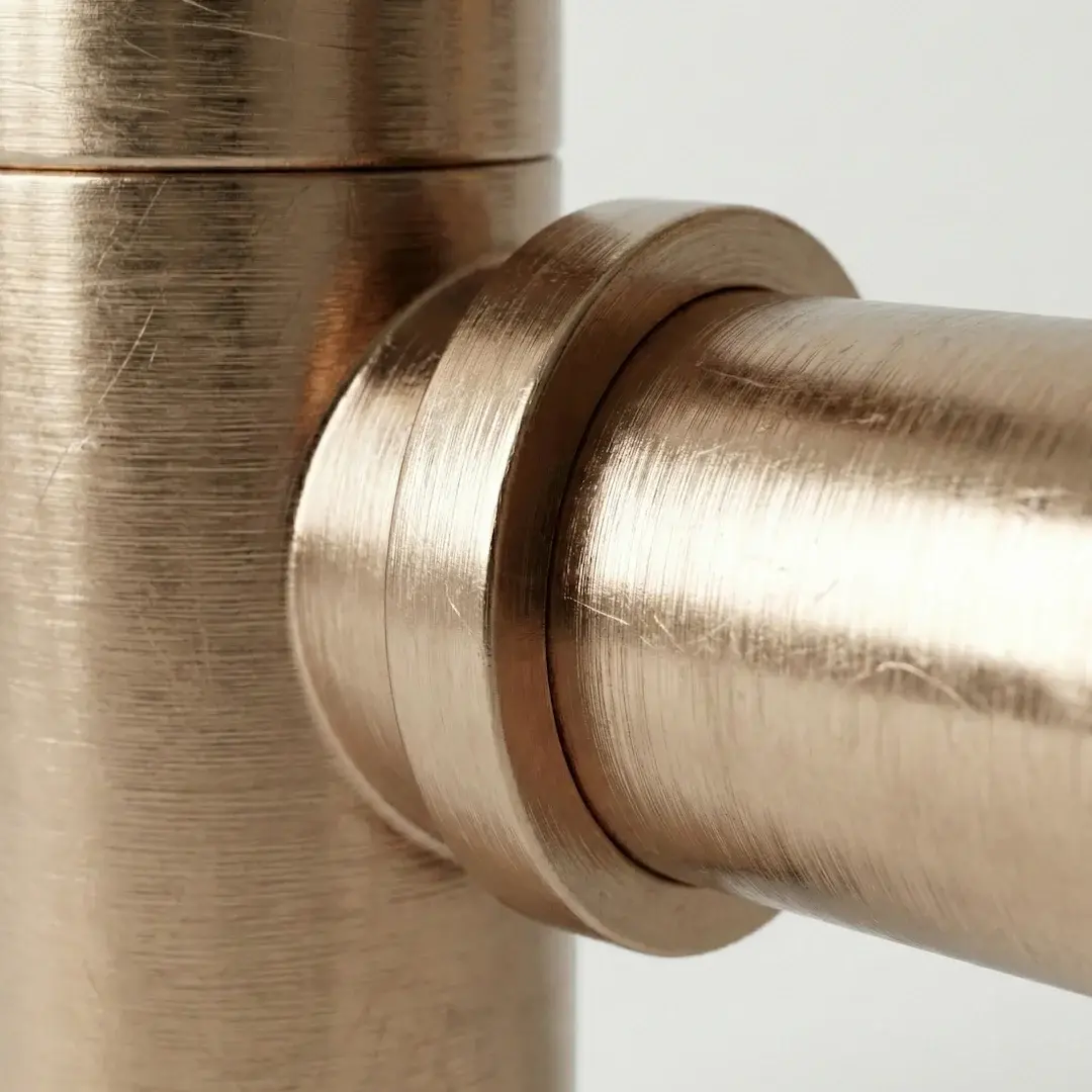 Siphon en inox, finition doré rose brossé   
