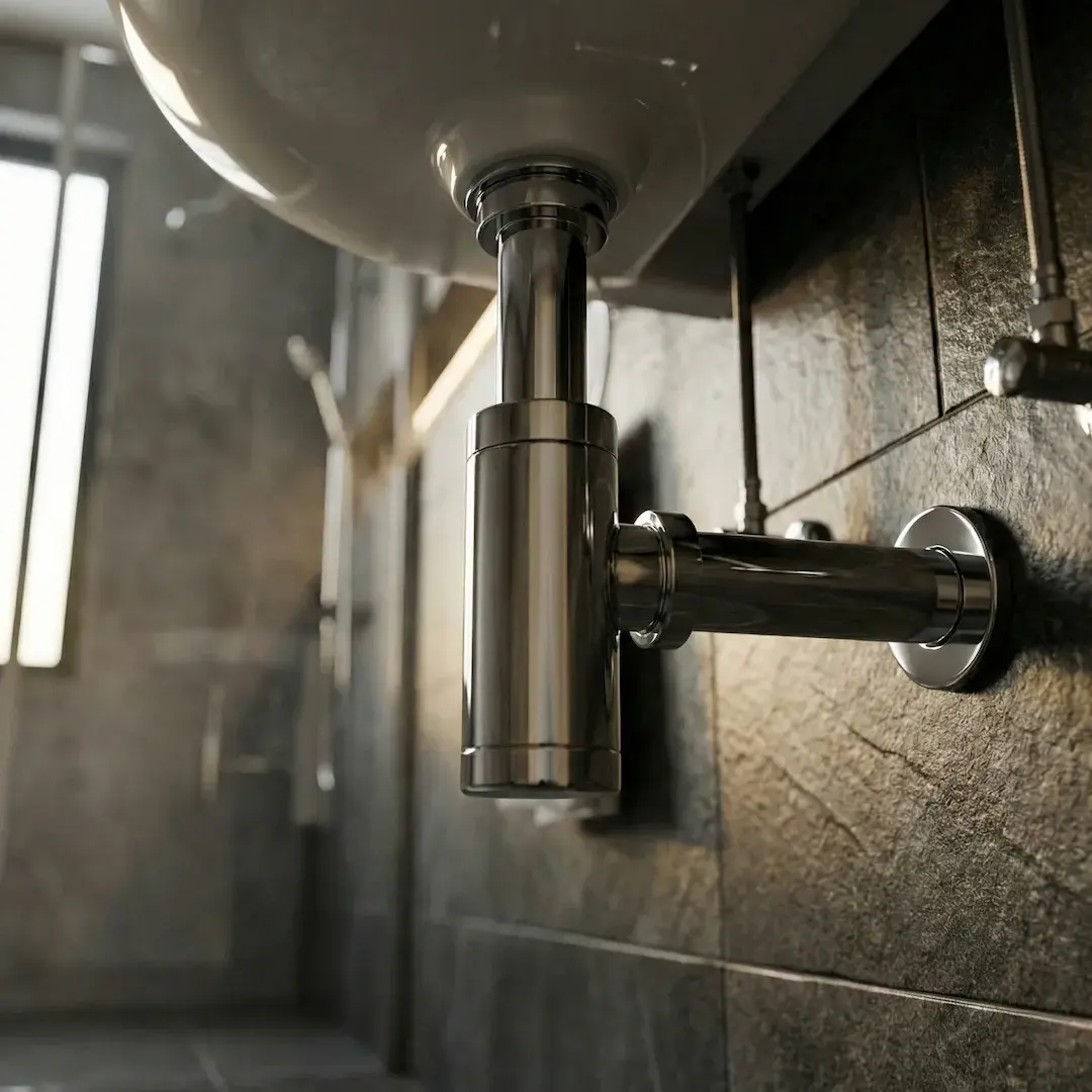 Siphon en inox, finition chrome 