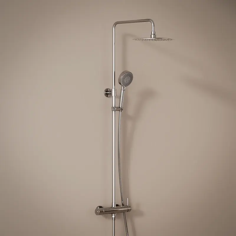 Colonne de douche mitigeur, Ø25cm, chrome, avec douchette multifonction, Châtelet.webp