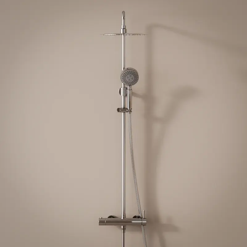 Colonne de douche mitigeur, Ø25cm, douchette multifonctions, chromé, Châtelet III 