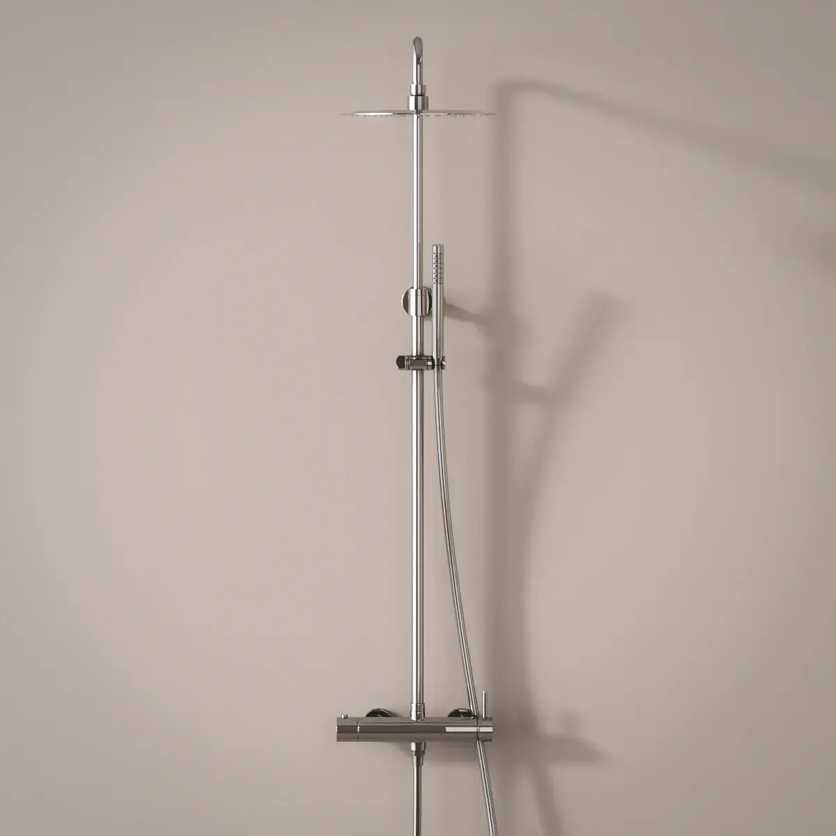 Colonne de douche mitigeur, Ø25cm, douchette tube chromé, Châtelet III