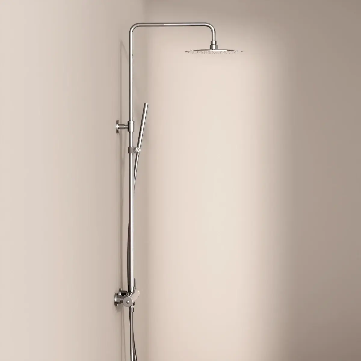 Colonne de douche mitigeur, Ø25cm, douchette tube chromé, Châtelet III