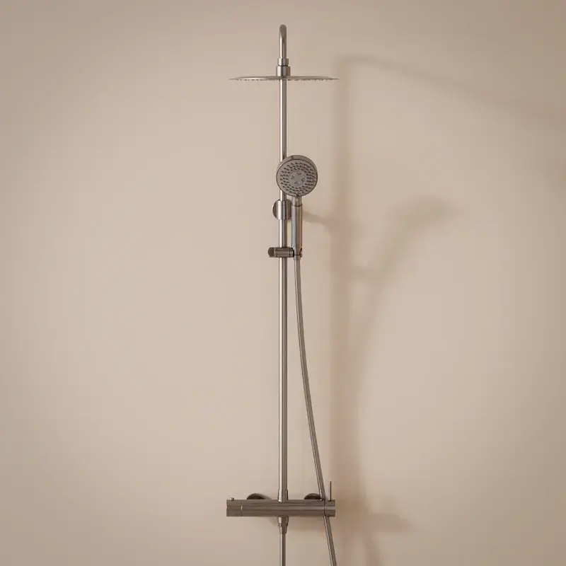 Colonne de douche mitigeur, Ø25cm, douchette multifonctions, inox brossé, Châtelet III