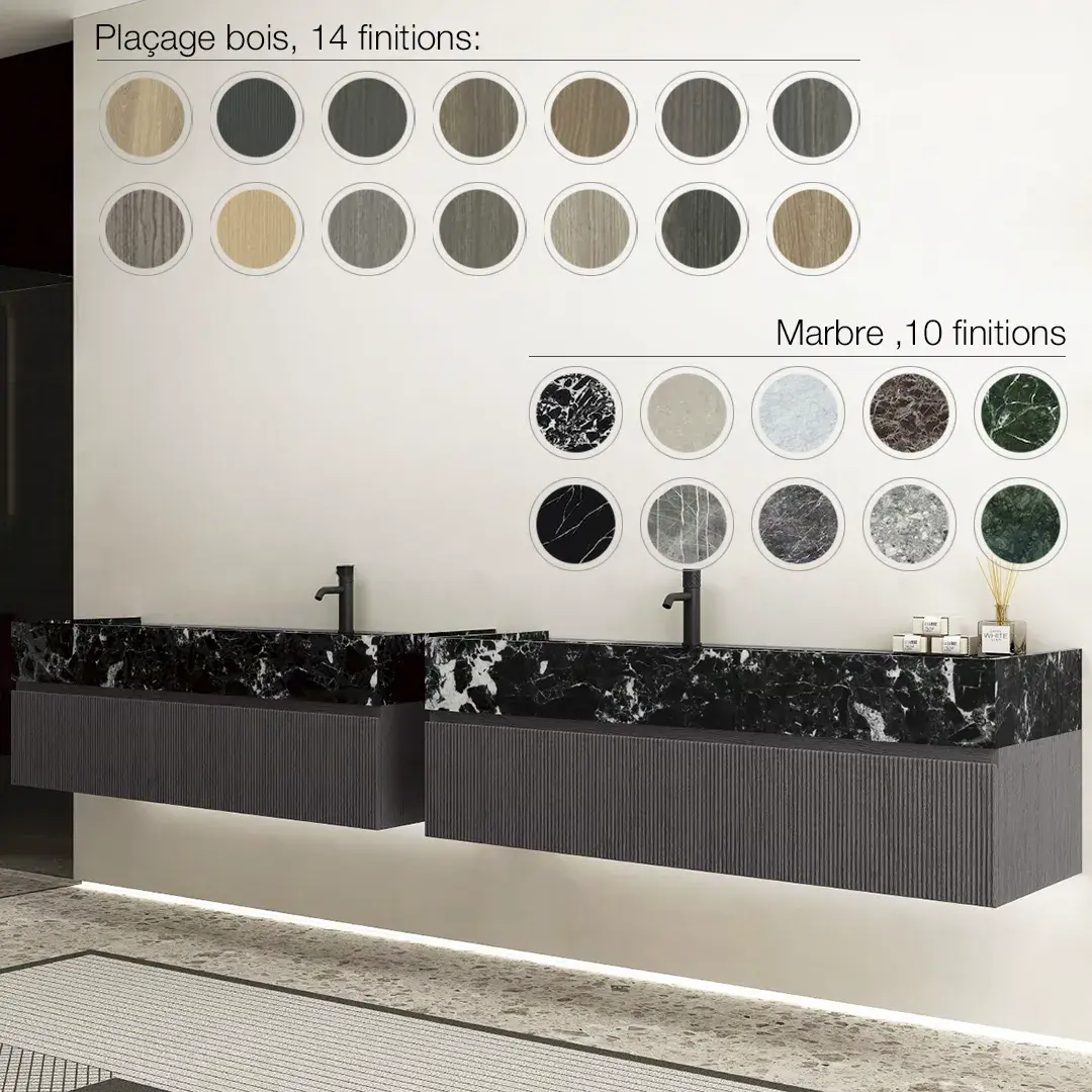 Ensemble Dimassa – Meuble de salle de bain sur mesure avec plan en marbre