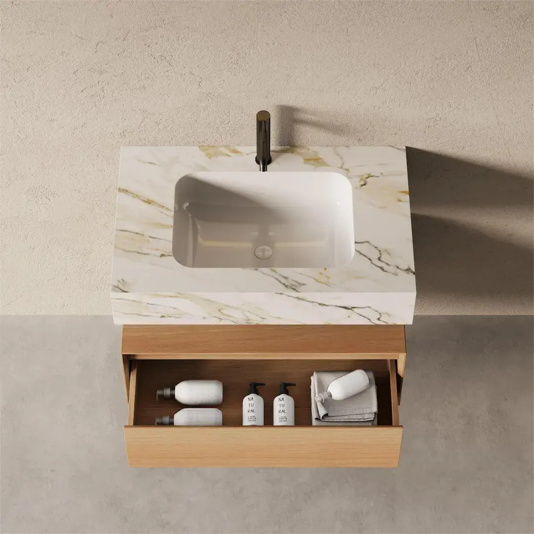 Ensemble Salle de Bain Irene 80 cm - Chêne & Carrara