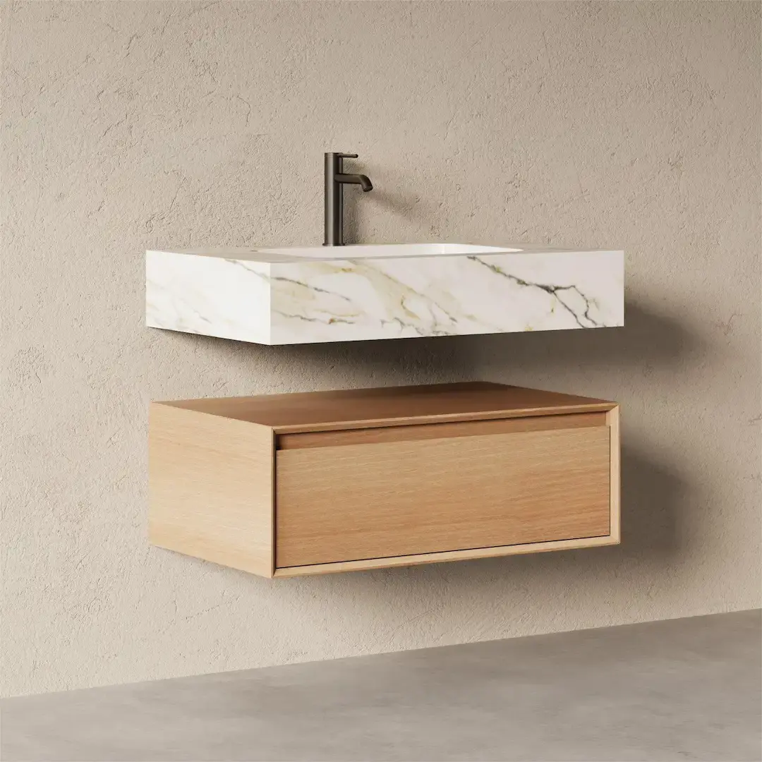 Ensemble Salle de Bain Irene 80 cm - Chêne & Carrara