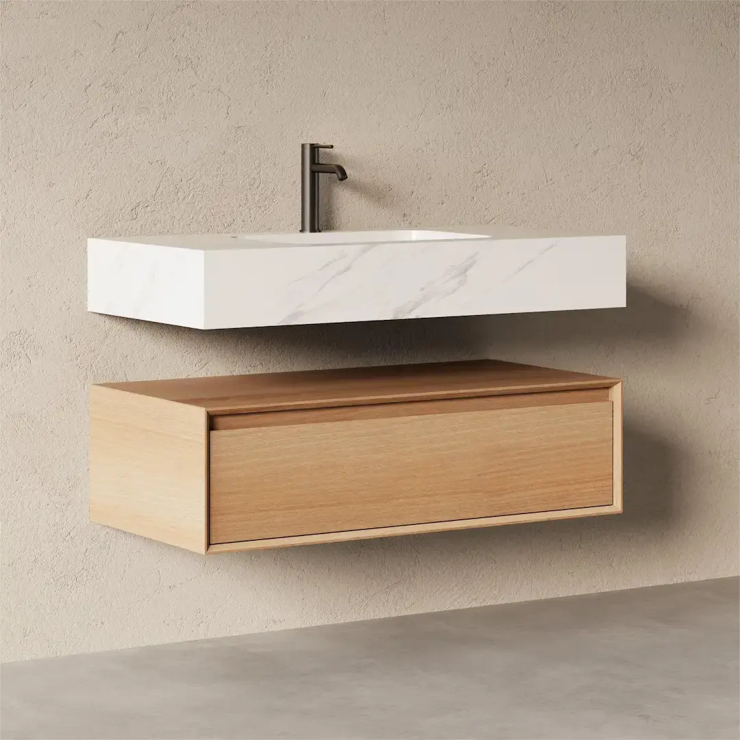 Meuble Vasque Suspendu Irene 100 cm – Duo Chêne & Carrara 