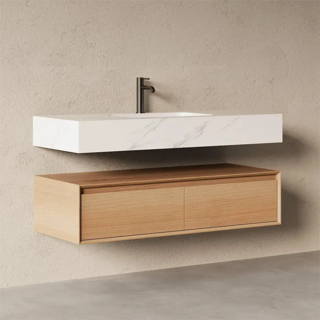 Meuble Vasque Suspendu Irene 120 cm – Duo Chêne & Carrara