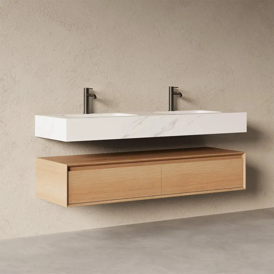 Meuble Vasque Suspendu Irene 150 cm – Duo Chêne & Carrara