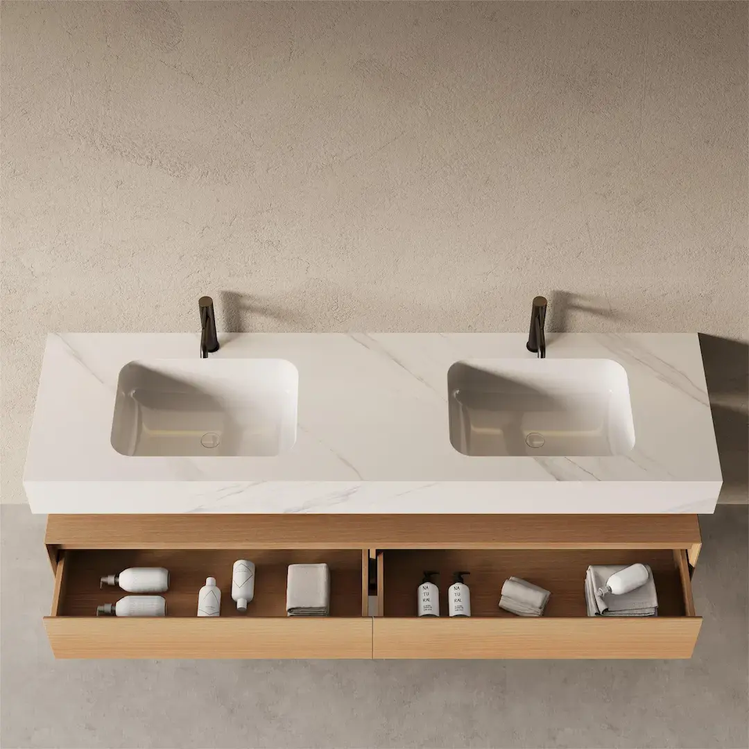 Meuble Vasque Suspendu Irene 180 cm – Duo Chêne & Carrara