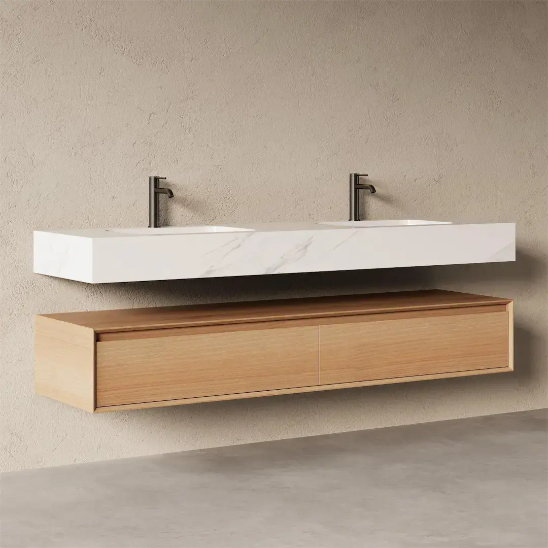 Meuble Vasque Suspendu Irene 180 cm – Duo Chêne & Carrara