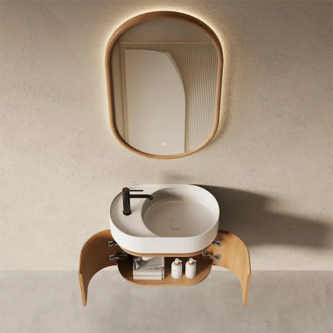 Meuble avec vasque 60x37, oblong, chêne naturel, Omnia 