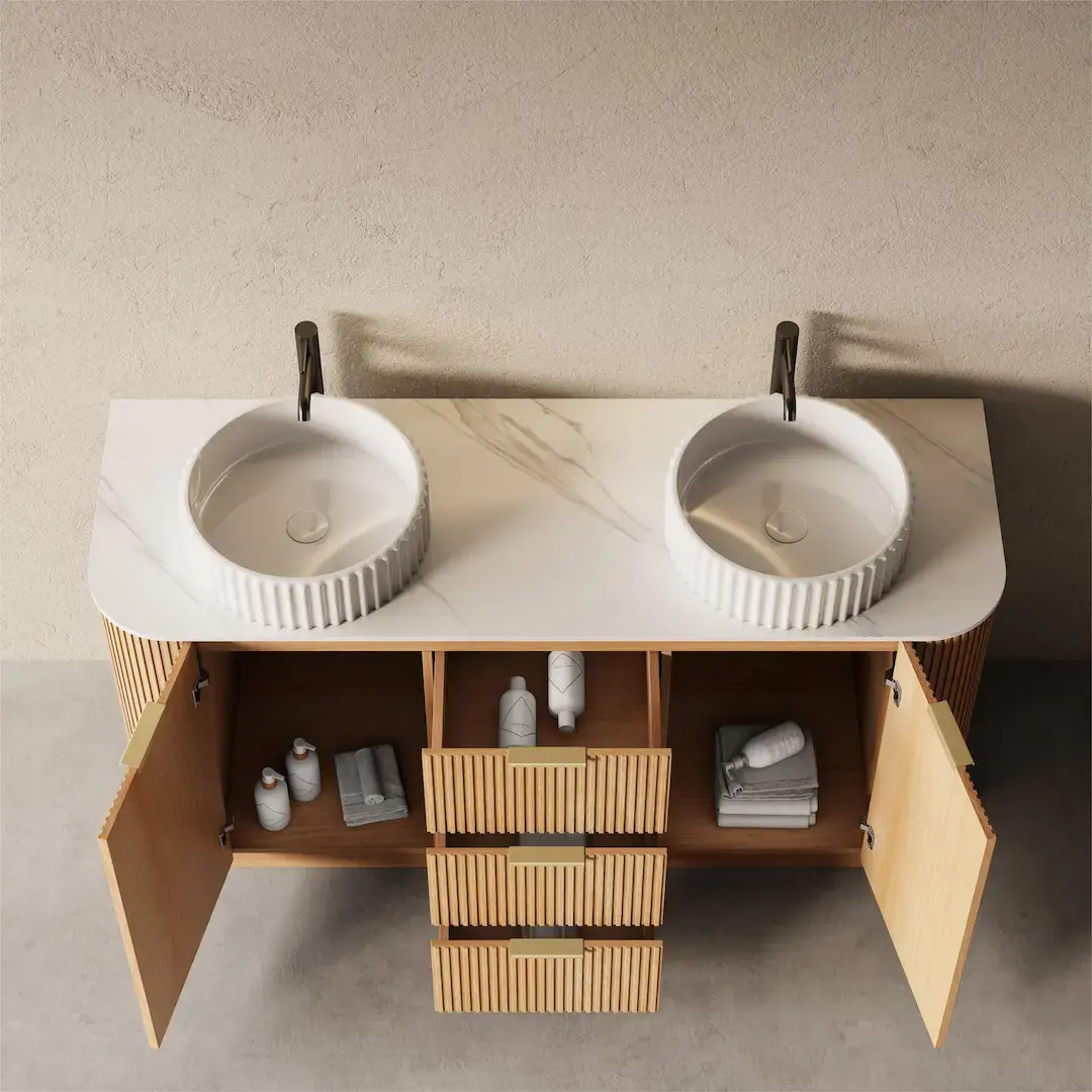 Meuble salle de bain, plan pierre 150cm, Liam