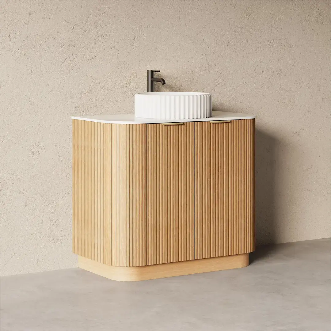 Meuble salle de bain plan pierre 90cm - Liam