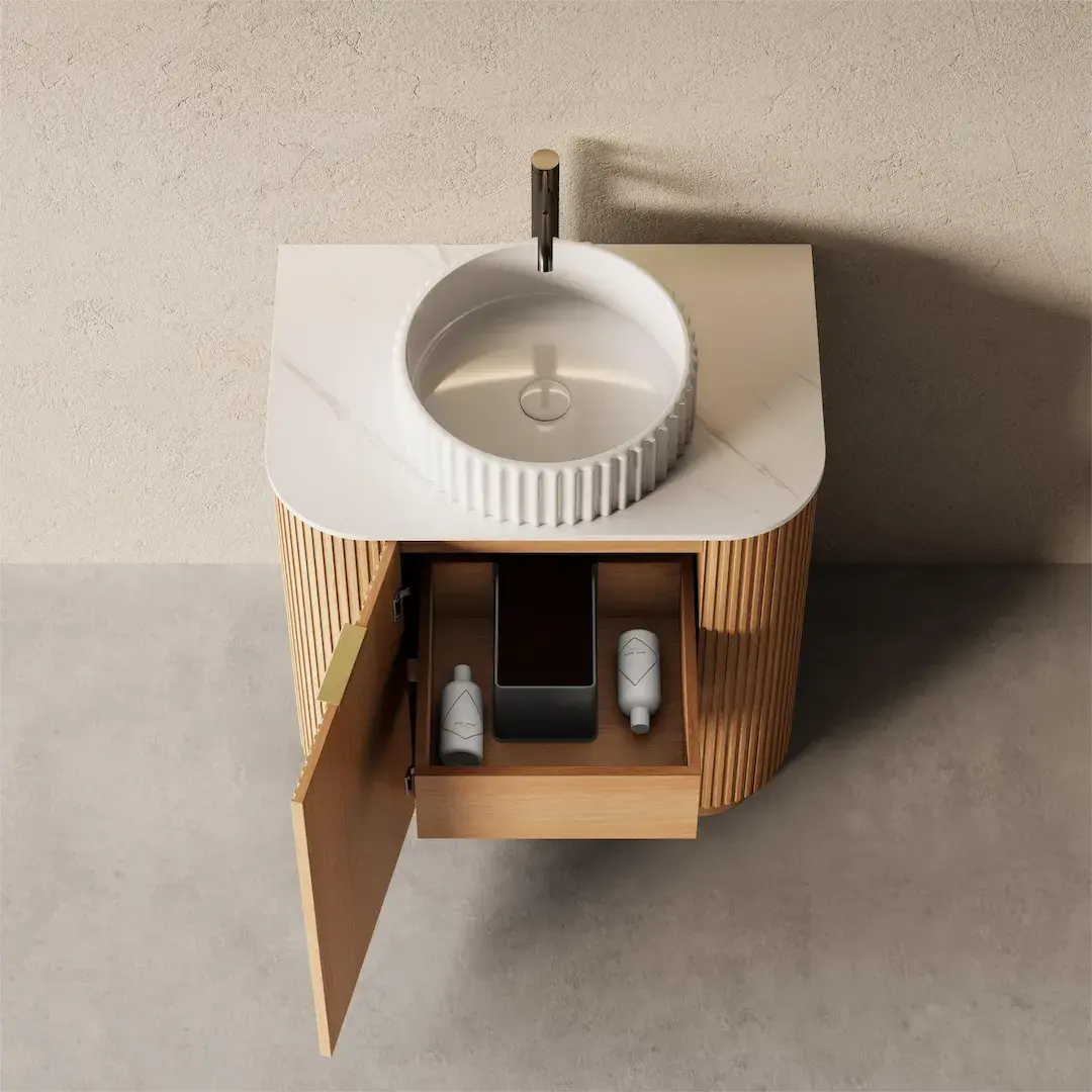 Meuble salle de bain plan pierre 75cm - Liam