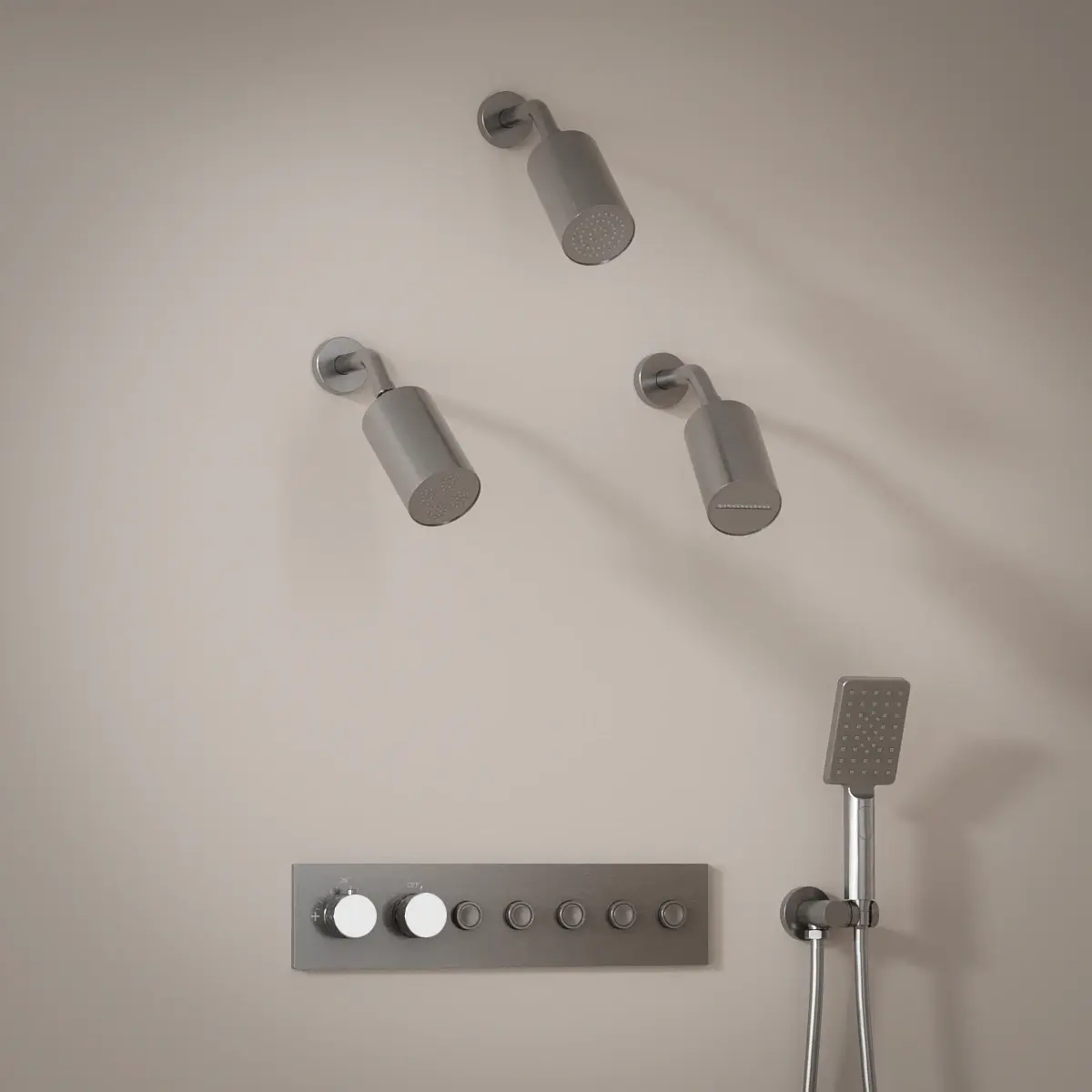 Douche thermostatique, 3 douches épaules hydromassantes, inox brossé Châtelet