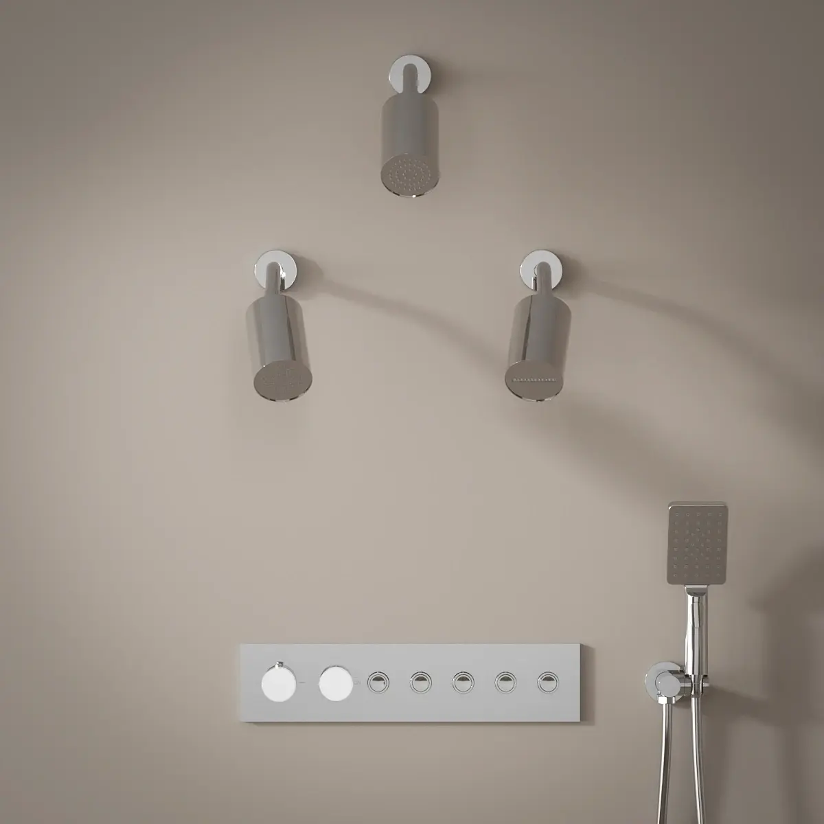 Douche thermostatique, 3 douches épaules hydromassantes, chromé Châtelet