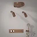 Douche thermostatique, ciel de douche ronde et douches épaules, doré rose brossé Châtelet.webp