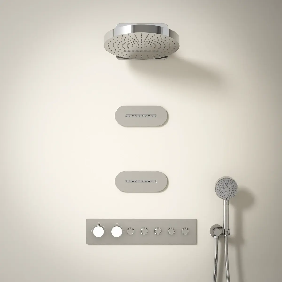 Douche thermostatique, ciel de douche ronde et buses, chromé Châtelet