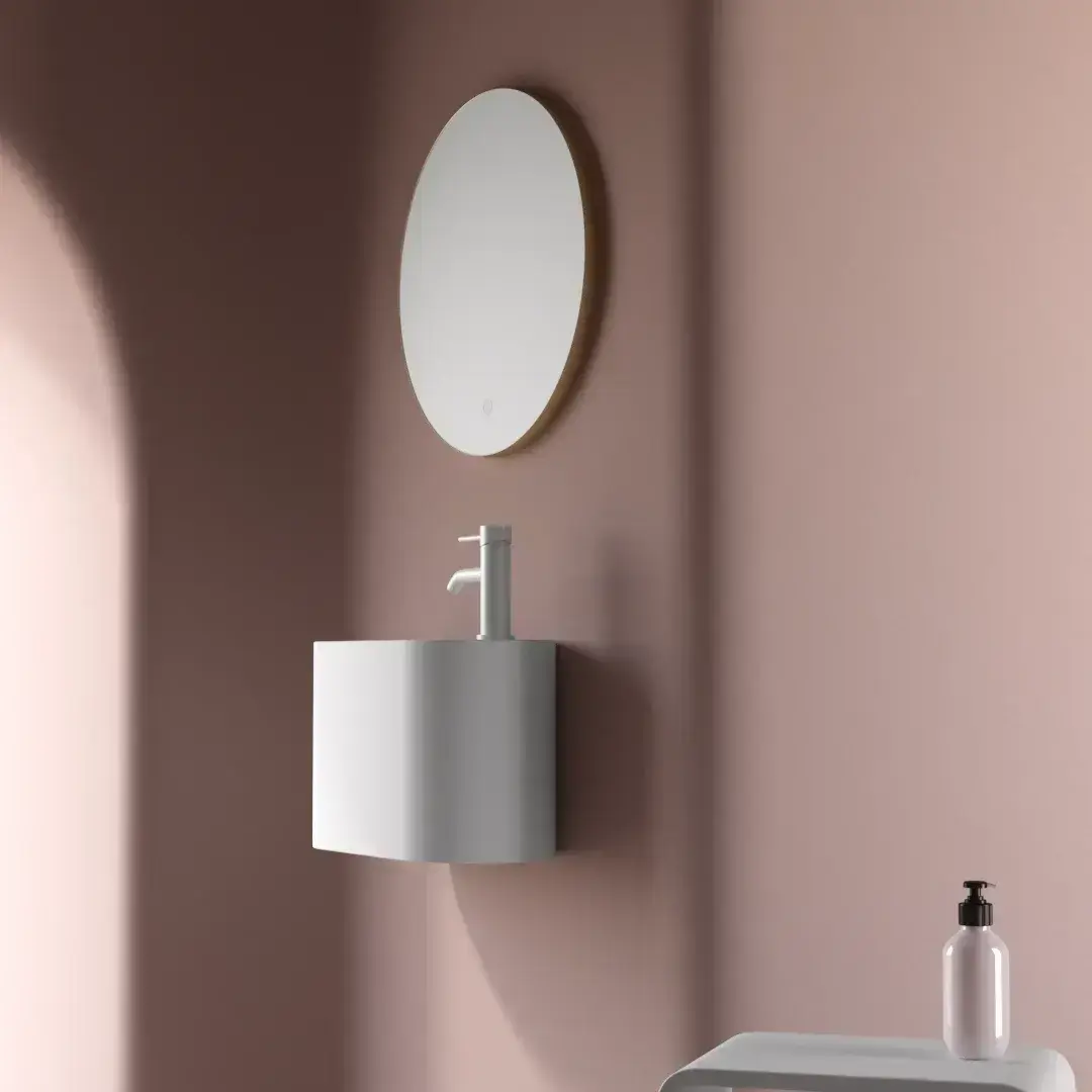 Lave-mains 43 x 22 cm, percement robinetterie, blanc mat, Ovalo