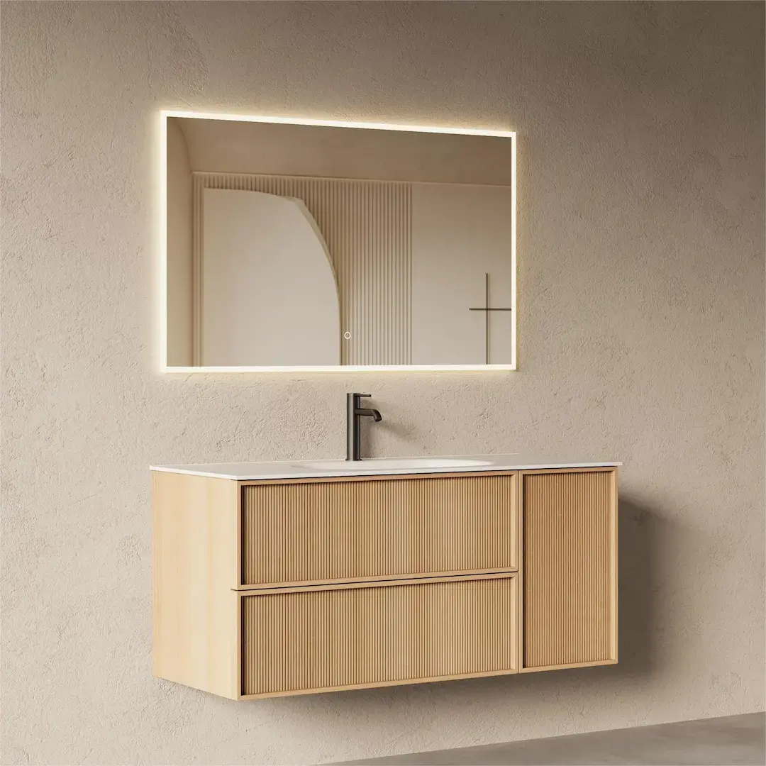 Meuble salle de bain, plan résine 120cm, chêne naturel - Noa