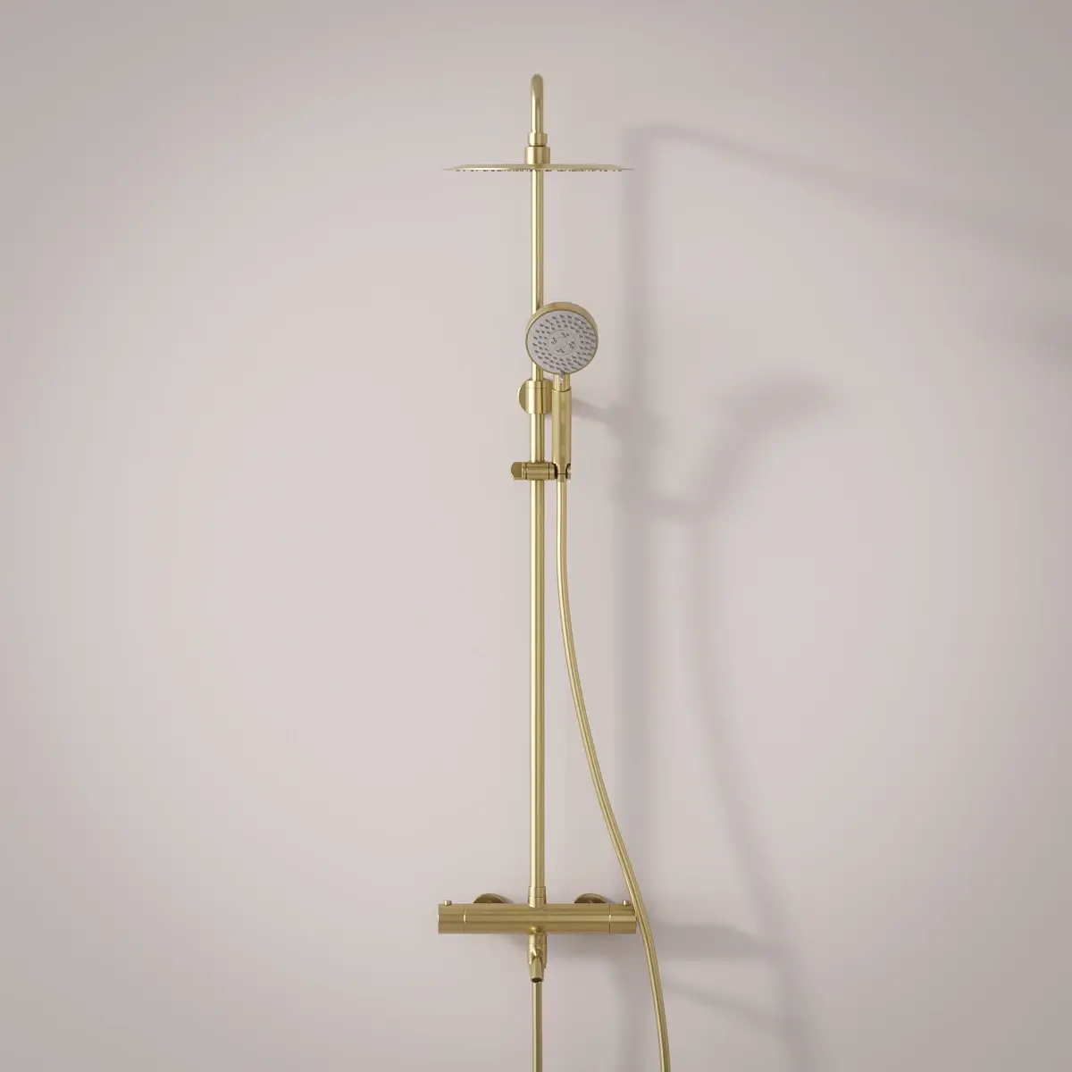 Colonne bain douche thermostatique, douchette multifonction doré brossé, Châtelet