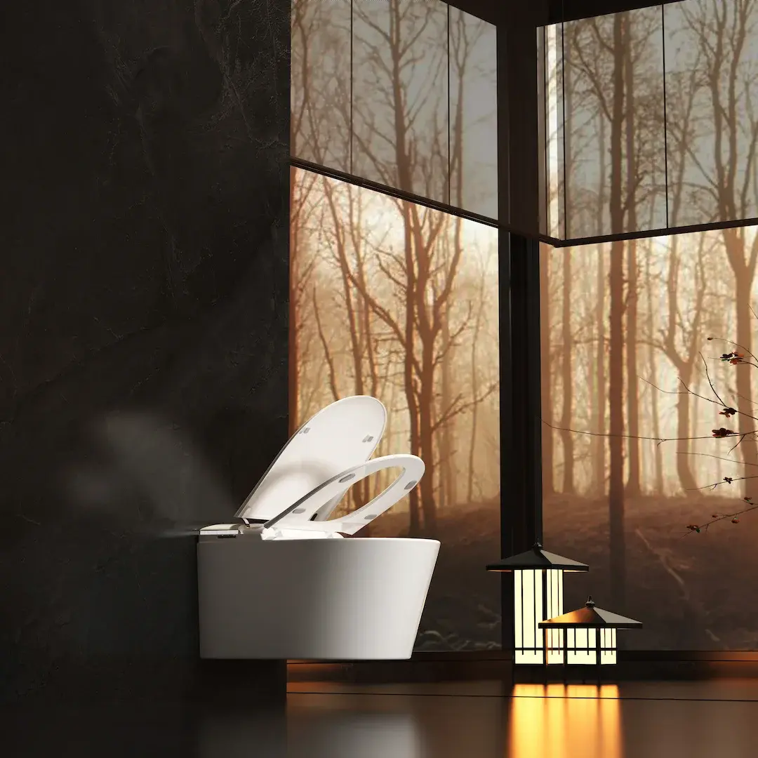 WC suspendu japonais blanc, avec bâti support, Lodge