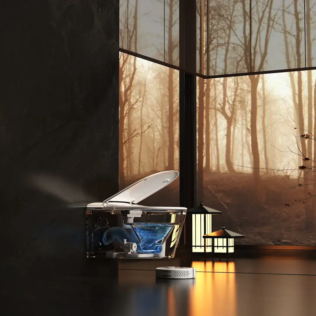 WC suspendu japonais blanc, avec bâti support, Lodge