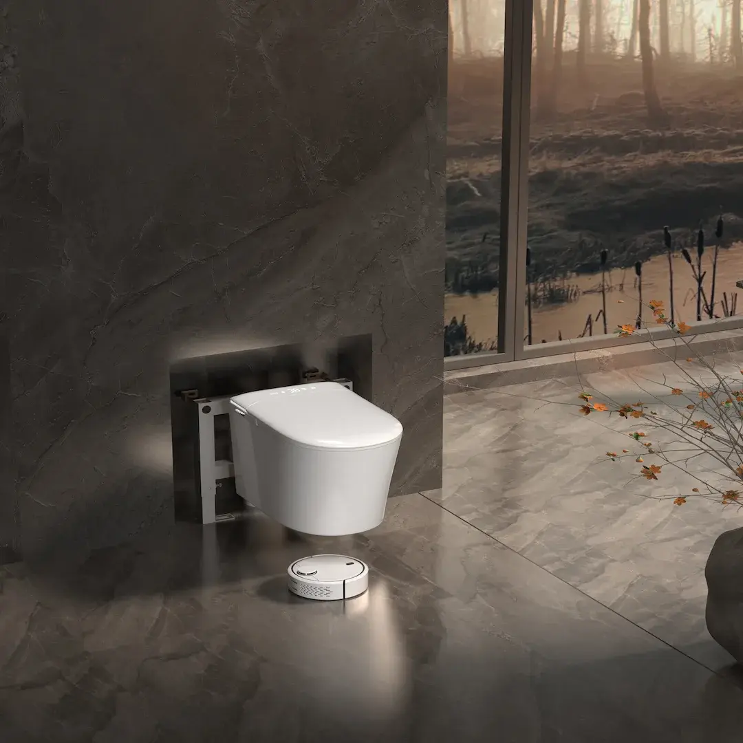 WC suspendu japonais blanc, avec bâti support, Lodge