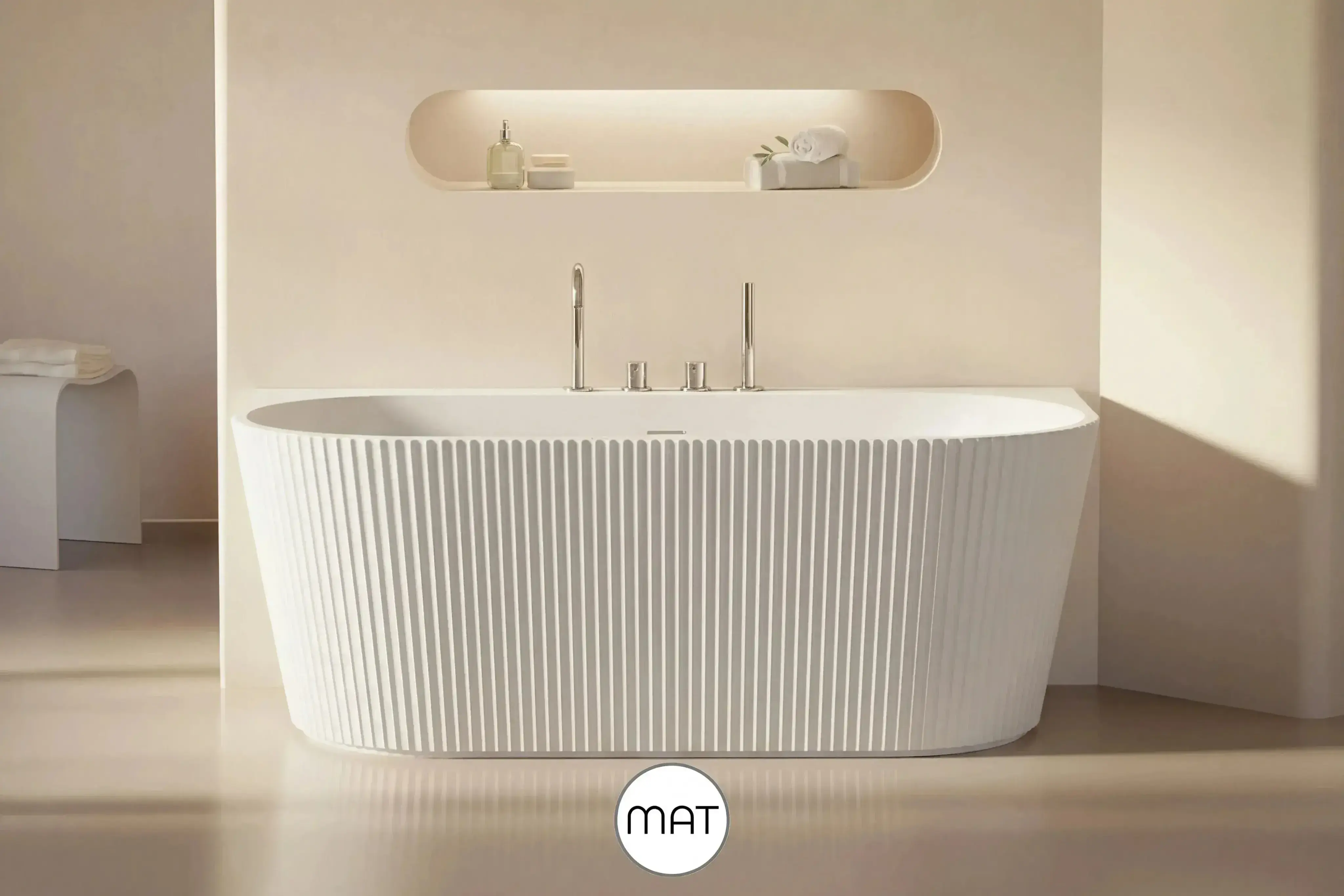 Baignoire murale cannelée blanc mat