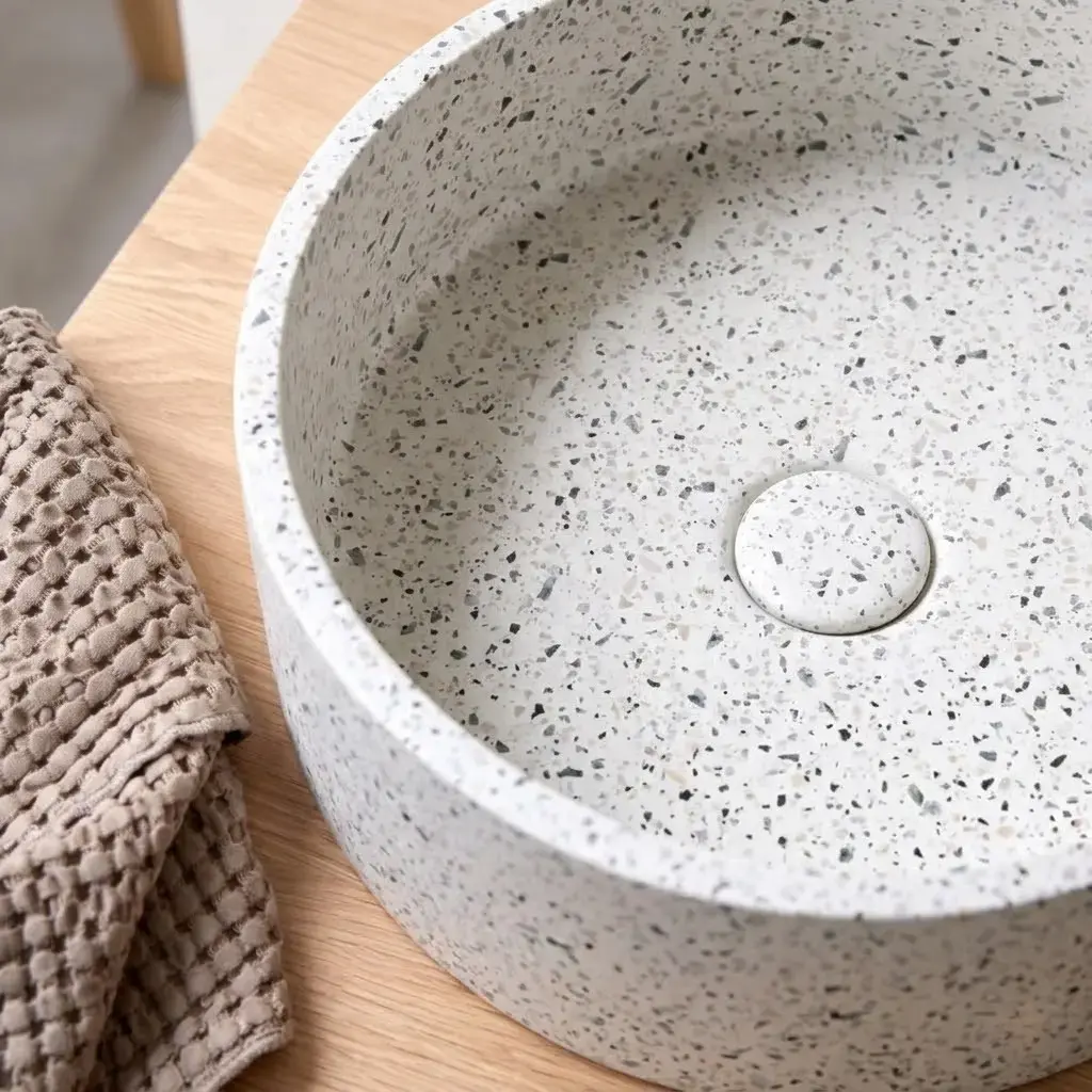 Vasque béton ronde, Ø39 cm, terrazzo, T6