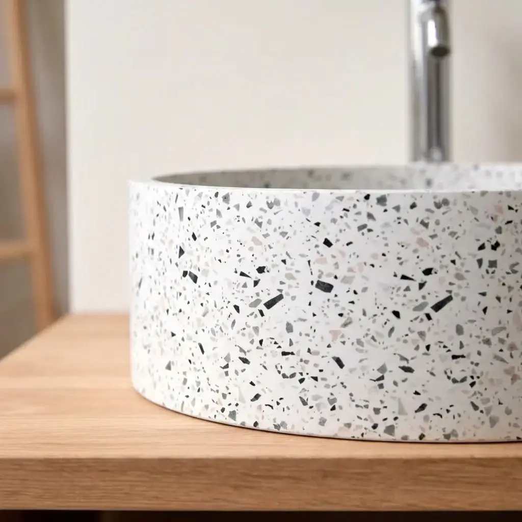 Vasque béton ronde, Ø39 cm, terrazzo, T6