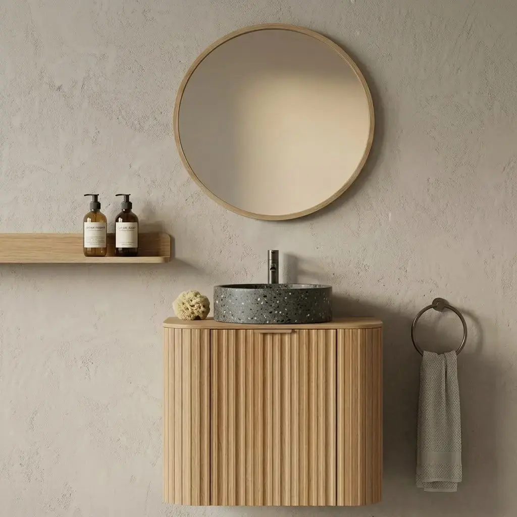 Vasque béton ronde, Ø39 cm, terrazzo noir, T6