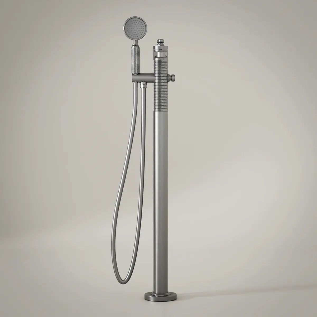 Robinet mitigeur de baignoire sur pied cannelé, gun métal, César 1   